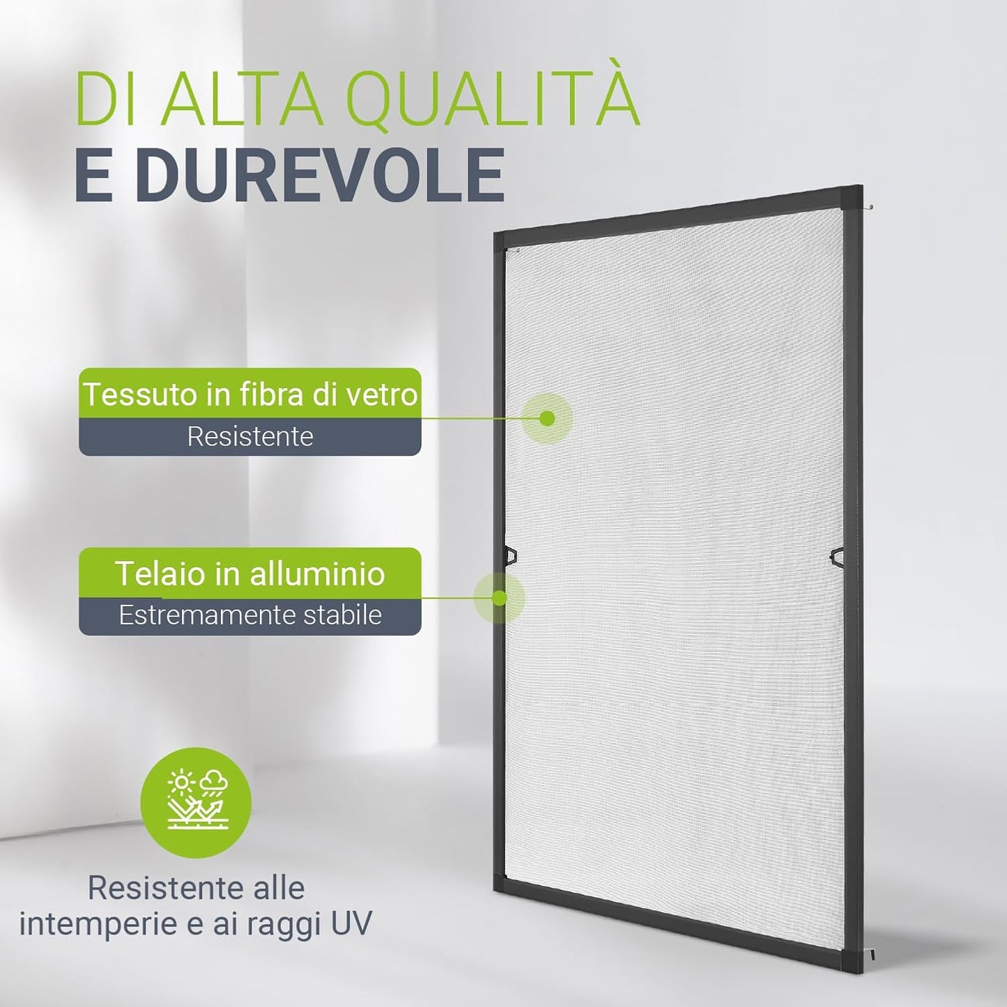 OFFERTA 3X1: Zanzariera con Telaio in Alluminio Flessibile da 80x100cm a 130x150cm
