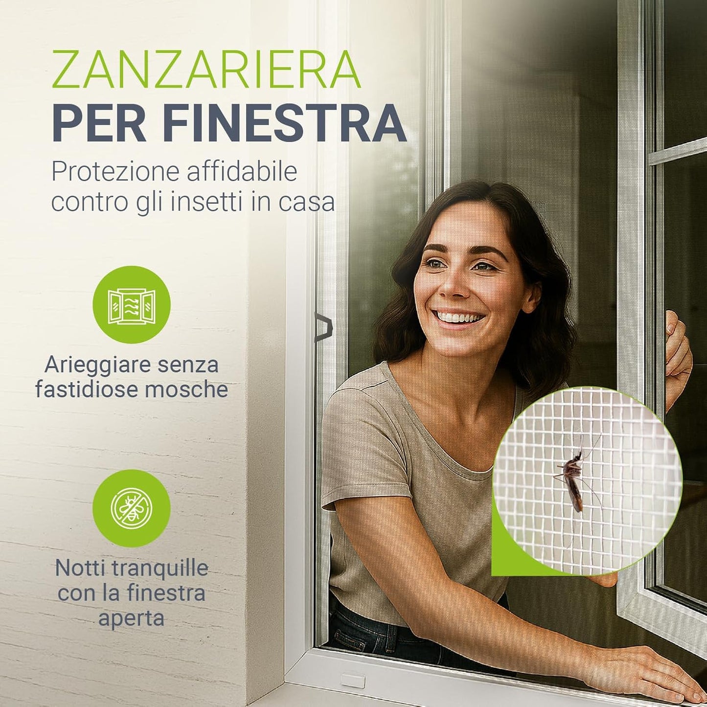 OFFERTA 3X1: Zanzariera con Telaio in Alluminio Flessibile da 80x100cm a 130x150cm