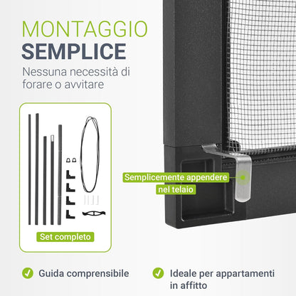 OFFERTA 3X1: Zanzariera con Telaio in Alluminio Flessibile da 80x100cm a 130x150cm